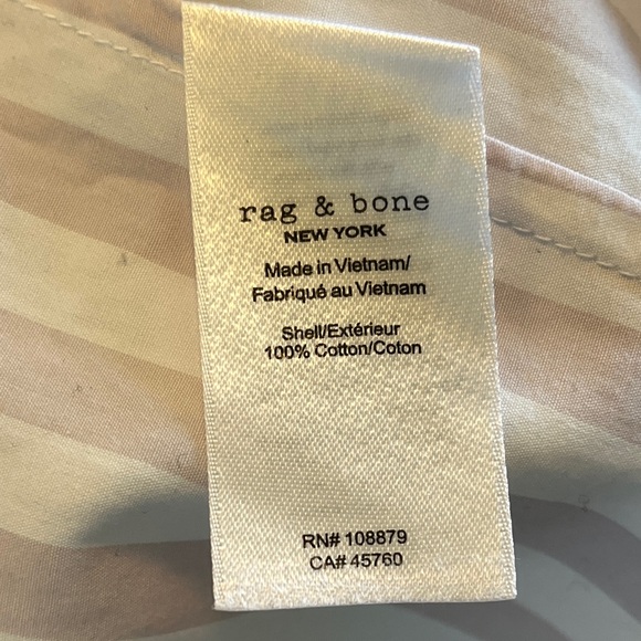 Rag & Bone Maxine Stripe Cotton Poplin Shirt Women SP Mauve Neutral - Picture 5 of 9